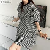 ボーダーワンピース ぽわん袖 半袖 | JS FASHION | 詳細画像3