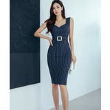 ストライプ柄ワンピース パーティードレス ウエストマーク | JS FASHION | 詳細画像9 