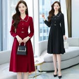 Aラインワンピース 全2色 パール飾り | JS FASHION | 詳細画像1 