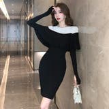ニットワンピース タイト バイカラー | JS FASHION | 詳細画像1