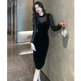 タイトワンピ ベロアワンピ レース切替 | JS FASHION | 詳細画像12