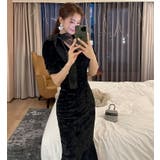 マーメイドワンピ 首元リボン ベロア | JS FASHION | 詳細画像8