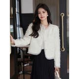 ツイードジャケット チュールプリーツ ノーカラー | JS FASHION | 詳細画像5