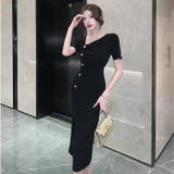 タイトワンピース アシンメトリーネック ゴールドボタン | JS FASHION | 詳細画像5