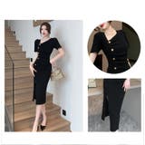 タイトワンピース アシンメトリーネック ゴールドボタン | JS FASHION | 詳細画像14
