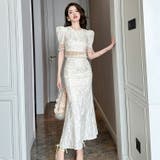 セットアップ フリンジ風トップス マーメイドスカート | JS FASHION | 詳細画像1 