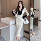ニットワンピース 全2色 バイカラー | JS FASHION | 詳細画像1