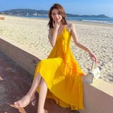 プリーツワンピース リゾートワンピ 黄色 | JS FASHION | 詳細画像5 