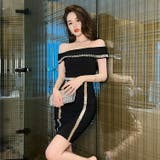 タイトワンピ ライン入り オフショルダー | JS FASHION | 詳細画像3