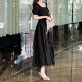 Aラインワンピ 無地 シフォン切替 | JS FASHION | 詳細画像5