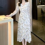 花柄ワンピ シフォン Vネック | JS FASHION | 詳細画像1