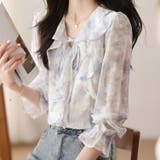 花柄ブラウス フリル シースルー | JS FASHION | 詳細画像1