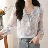 花柄ブラウス フリル シースルー | JS FASHION | 詳細画像3