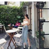 デニムスカート 深いスリット入り 裾切りっぱなし | JS FASHION | 詳細画像3