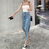 デニムスカート 深いスリット入り 裾切りっぱなし | JS FASHION | 詳細画像7