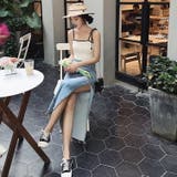 デニムスカート 深いスリット入り 裾切りっぱなし | JS FASHION | 詳細画像9