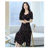 花柄ワンピース ダイヤモンドネック スリット入り | JS FASHION | 詳細画像11 