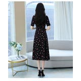 花柄ワンピース ダイヤモンドネック スリット入り | JS FASHION | 詳細画像13 