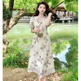 花柄ワンピ シフォン Vネック | JS FASHION | 詳細画像1