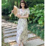 花柄ワンピ シフォン Vネック | JS FASHION | 詳細画像3