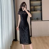 パーティードレス チャイナドレス風 ローズ柄 | JS FASHION | 詳細画像1 