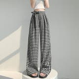ギンガムチェック柄 ロングパンツ ウエストゴム | JS FASHION | 詳細画像2