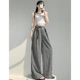 ギンガムチェック柄 ロングパンツ ウエストゴム | JS FASHION | 詳細画像5