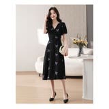 花柄ワンピ ウエストリボン Vネック | JS FASHION | 詳細画像7