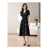 花柄ワンピ ウエストリボン Vネック | JS FASHION | 詳細画像8