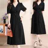 Aラインワンピース 黒 半袖 | JS FASHION | 詳細画像1