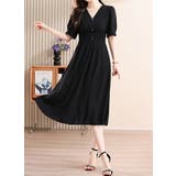 Aラインワンピース 黒 半袖 | JS FASHION | 詳細画像6