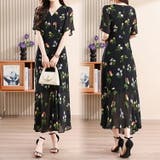 花柄ワンピース Vネック シフォン | JS FASHION | 詳細画像1