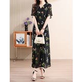花柄ワンピース Vネック シフォン | JS FASHION | 詳細画像3