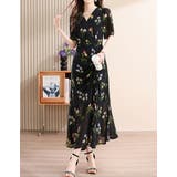花柄ワンピース Vネック シフォン | JS FASHION | 詳細画像4
