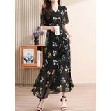 花柄ワンピース Vネック シフォン | JS FASHION | 詳細画像7
