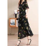 花柄ワンピース Vネック シフォン | JS FASHION | 詳細画像8