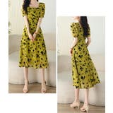 花柄ワンピース スクエアネック 透け感 | JS FASHION | 詳細画像8 