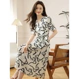 リボン柄 ワンピース Aライン | JS FASHION | 詳細画像4 