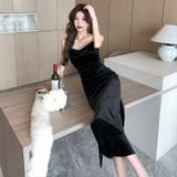 ベロアワンピース キャミワンピ ドレープネック | JS FASHION | 詳細画像4 