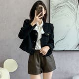 ツイードジャケット 黒 ノーカラージャケット | JS FASHION | 詳細画像2