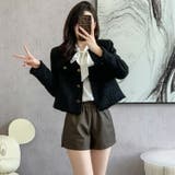 ツイードジャケット 黒 ノーカラージャケット | JS FASHION | 詳細画像3