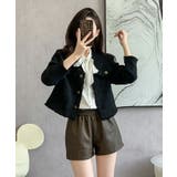 ツイードジャケット 黒 ノーカラージャケット | JS FASHION | 詳細画像6