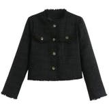 ツイードジャケット 黒 ノーカラージャケット | JS FASHION | 詳細画像12