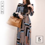 ロングワンピース 柄プリント リボン付き | JS FASHION | 詳細画像1