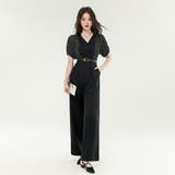 パンツドレス ストライプ切り替え オールインワン | JS FASHION | 詳細画像1