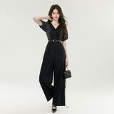 パンツドレス ストライプ切り替え オールインワン | JS FASHION | 詳細画像3