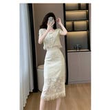 レースセットアップ チャイナ風 ブラウスとロングスカート | JS FASHION | 詳細画像9