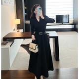 Vネック 切替 ロングニットワンピース | JS FASHION | 詳細画像3 