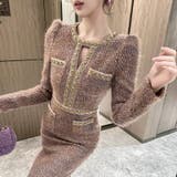 ビジュー施し 厚手ツイードワンピース ニットワンピ | JS FASHION | 詳細画像2 