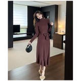 ハイネック リブニットワンピース ブラウン | JS FASHION | 詳細画像9 